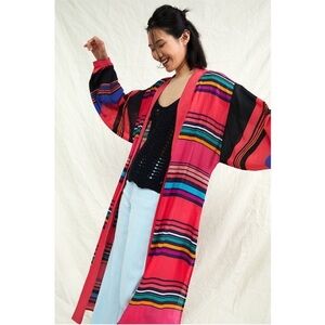 Conditions apply Colorful Striped Long Kimono one size